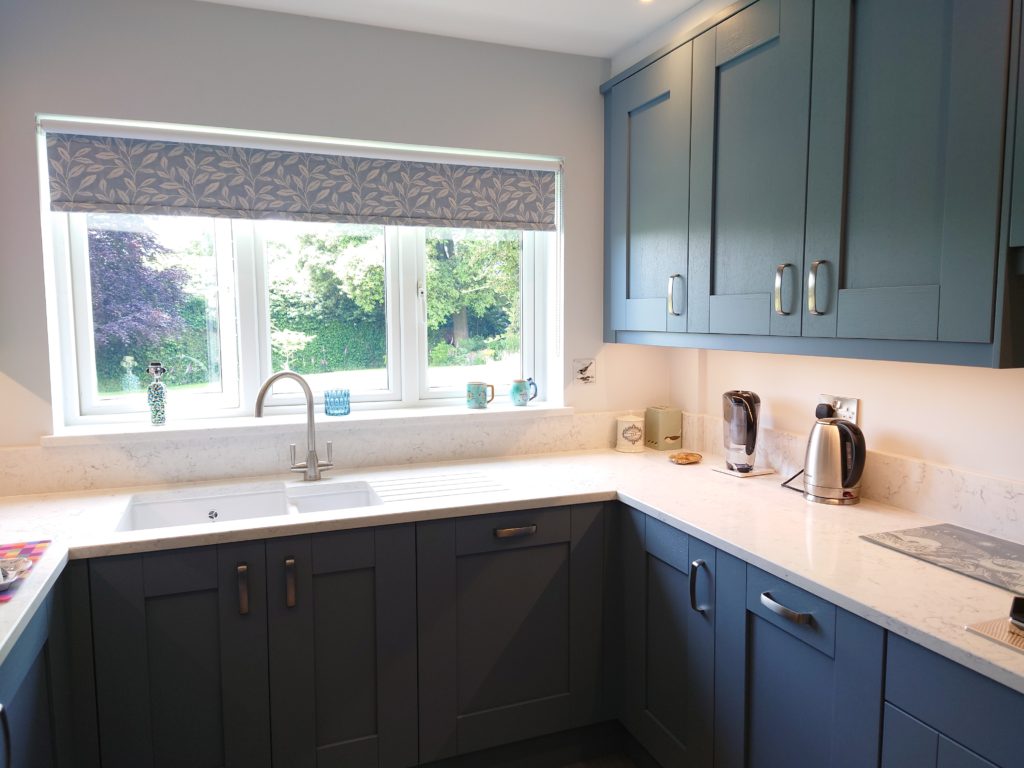 Blue shaker style kitchen in Storrington