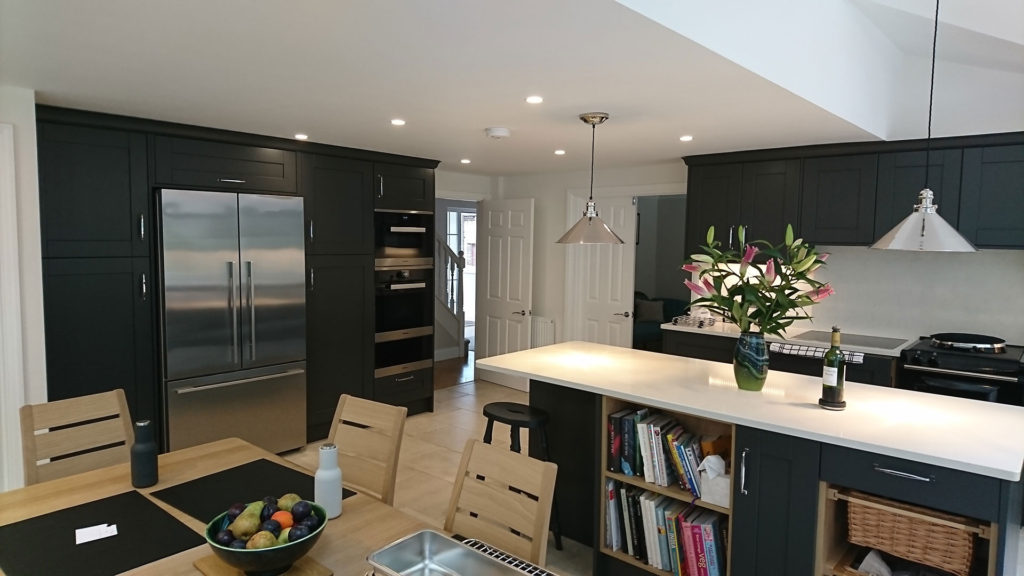 Deep blue shaker kitchen in Ashington